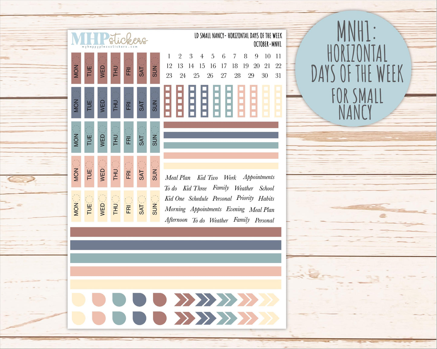OCTOBER 2026 Neutral Collection Stickers for Small Nancy & Anne. Laurel Denise Planners || MN