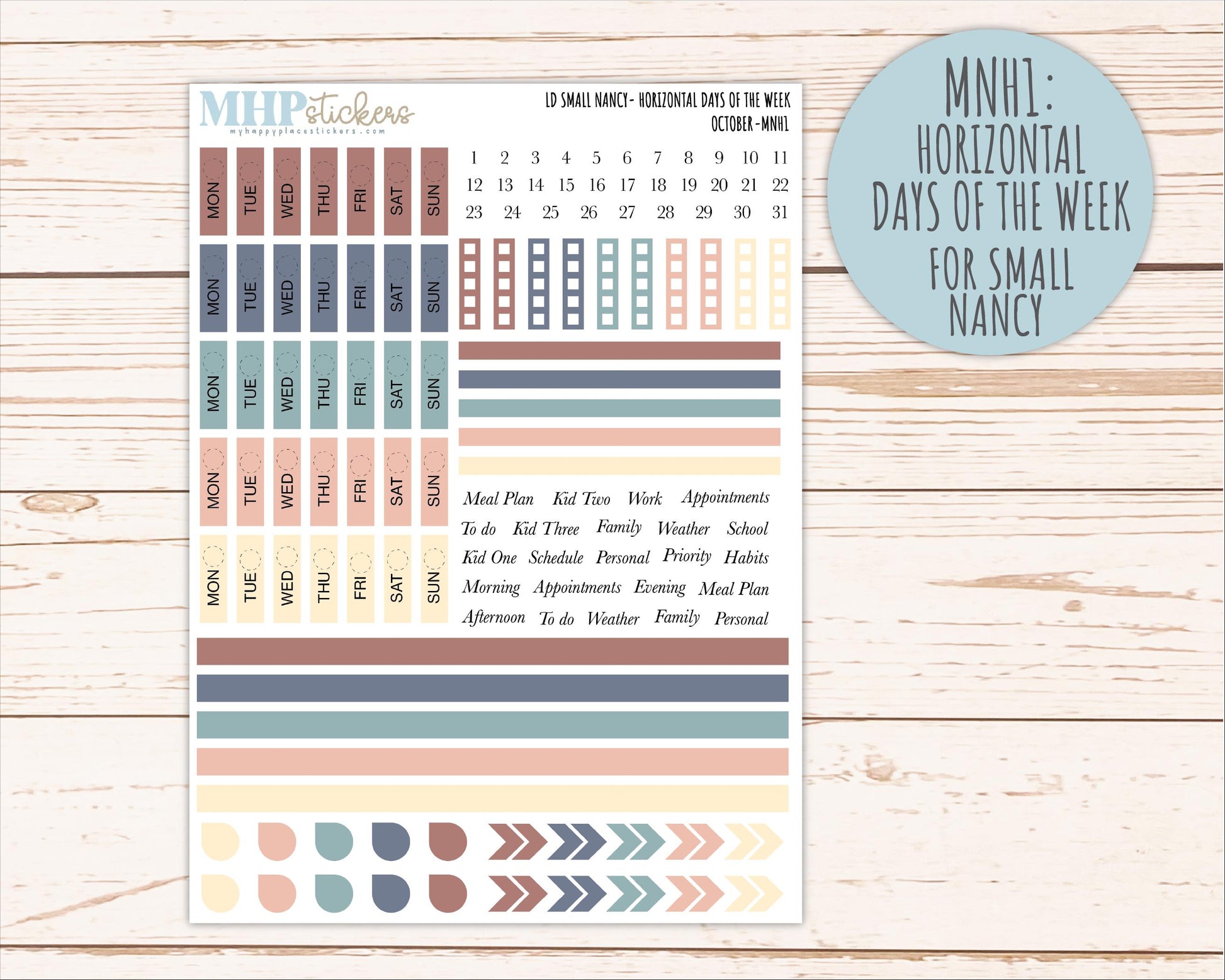 OCTOBER 2026 Neutral Collection Stickers for Small Nancy & Anne. Laurel Denise Planners || MN