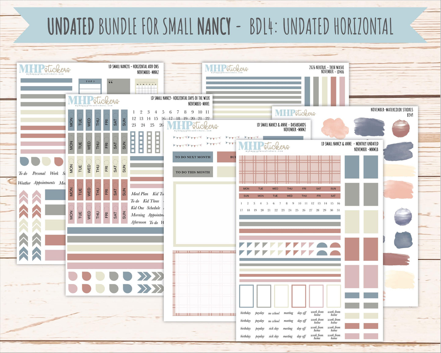 NOVEMBER 2026 Neutral Collection Stickers for Small Nancy & Anne. Laurel Denise Planners || MN