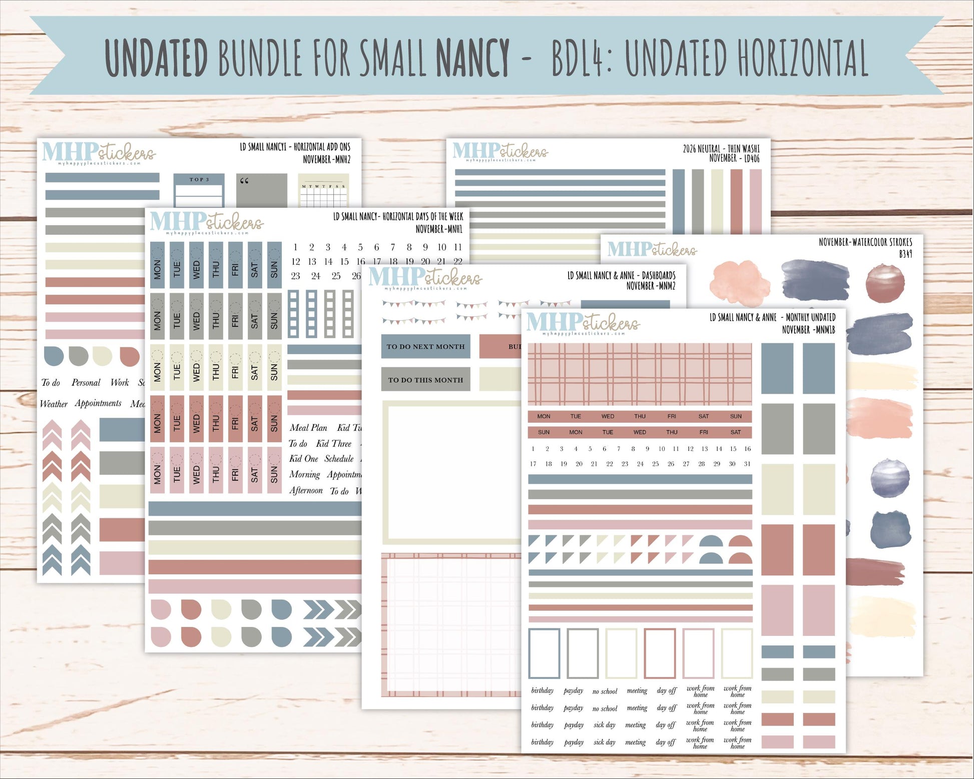 NOVEMBER 2026 Neutral Collection Stickers for Small Nancy & Anne. Laurel Denise Planners || MN