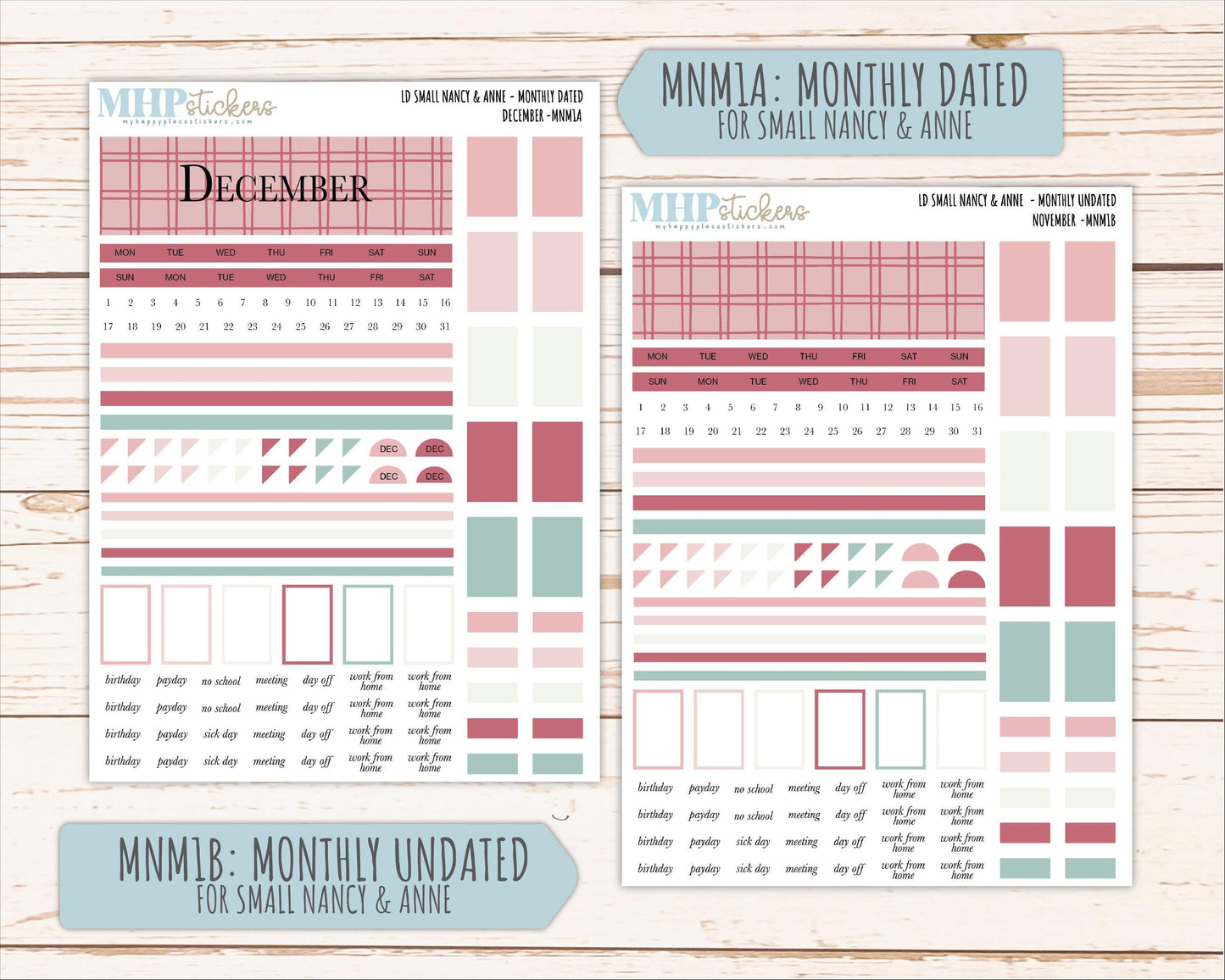 DECEMBER 2026 Neutral Collection Stickers for Small Nancy & Anne. Laurel Denise Planners || MN