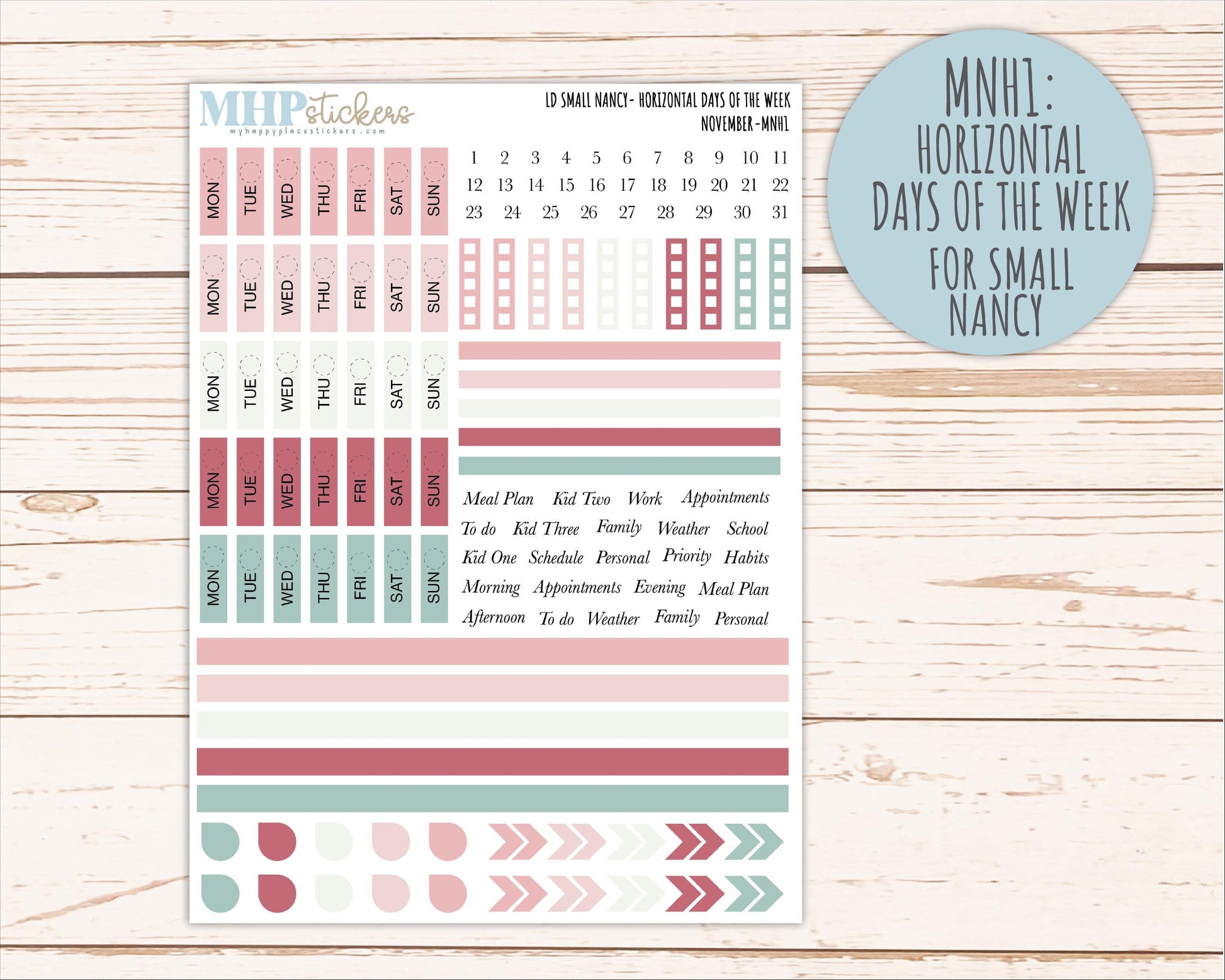 DECEMBER 2026 Neutral Collection Stickers for Small Nancy & Anne. Laurel Denise Planners || MN