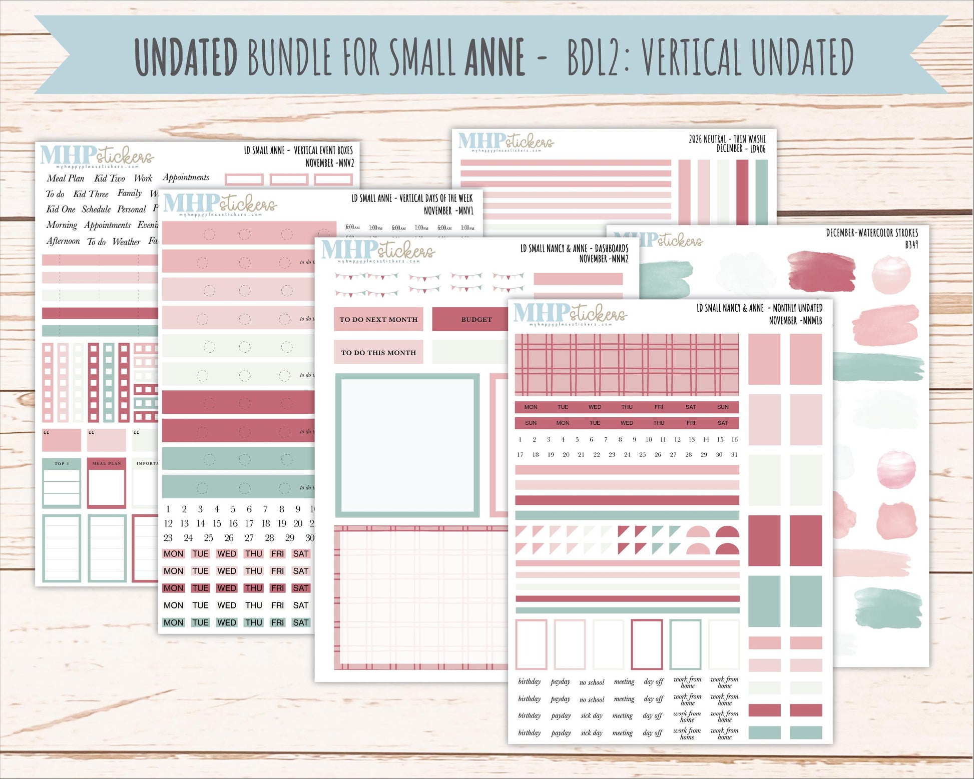 DECEMBER 2026 Neutral Collection Stickers for Small Nancy & Anne. Laurel Denise Planners || MN