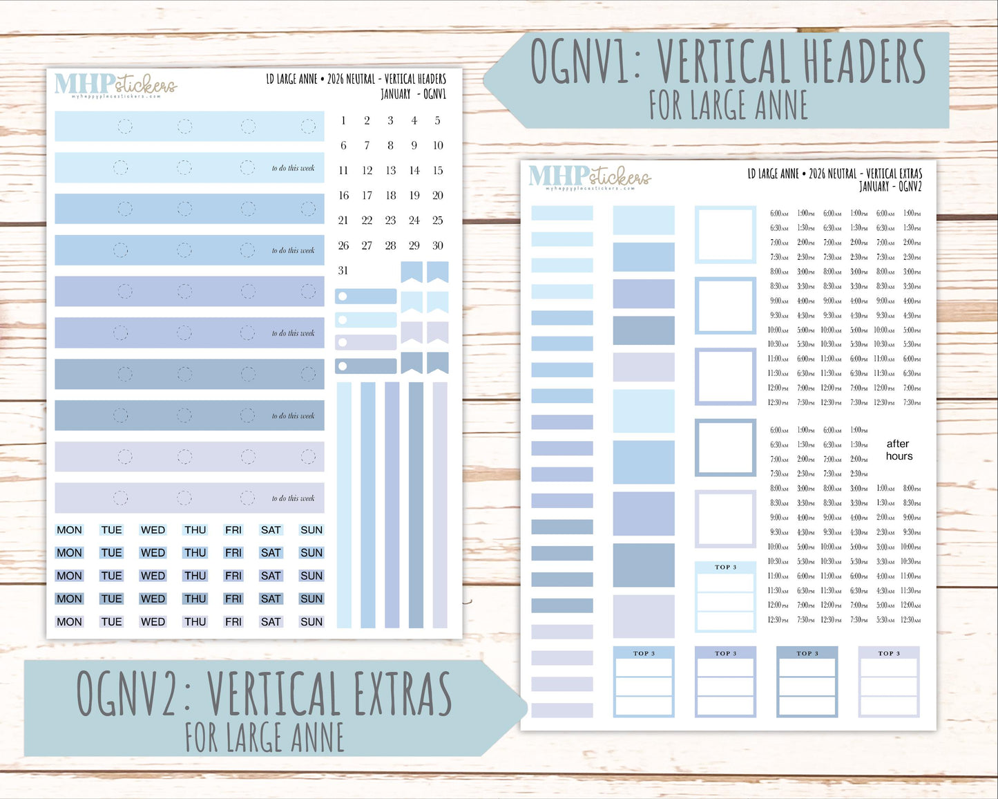 JANUARY 2026 Neutral Collection Stickers for the Large Nancy, Anne, & Billie Laurel Denise Planners || OGN