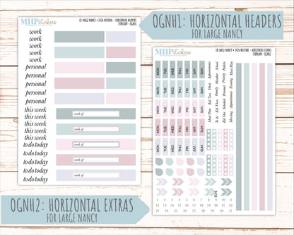 FEBRUARY 2026 Neutral Collection Stickers for the Large Nancy, Anne, & Billie Laurel Denise Planners || OGN