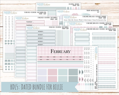 FEBRUARY 2026 Neutral Collection Stickers for the Large Nancy, Anne, & Billie Laurel Denise Planners || OGN