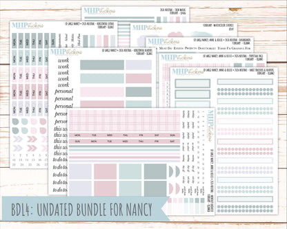 FEBRUARY 2026 Neutral Collection Stickers for the Large Nancy, Anne, & Billie Laurel Denise Planners || OGN