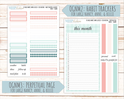 MARCH 2026 Neutral Collection Stickers for the Large Nancy, Anne, & Billie Laurel Denise Planners || OGN