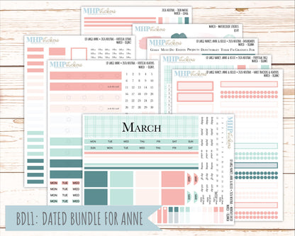 MARCH 2026 Neutral Collection Stickers for the Large Nancy, Anne, & Billie Laurel Denise Planners || OGN