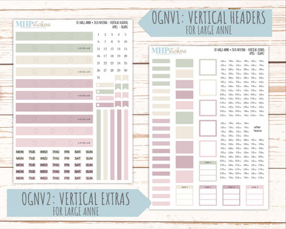 APRIL 2026 Neutral Collection Stickers for the Large Nancy, Anne, & Billie Laurel Denise Planners || OGN