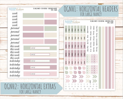 APRIL 2026 Neutral Collection Stickers for the Large Nancy, Anne, & Billie Laurel Denise Planners || OGN