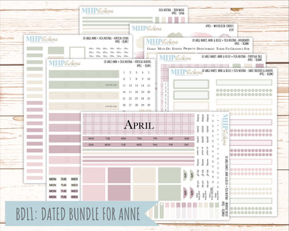 APRIL 2026 Neutral Collection Stickers for the Large Nancy, Anne, & Billie Laurel Denise Planners || OGN