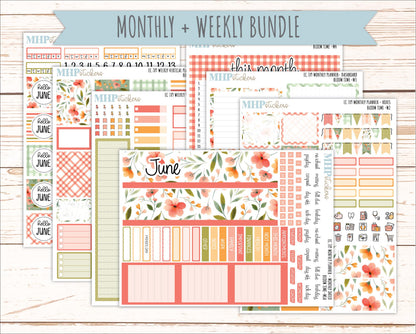 JUNE Weekly Vertical Kits for 7x9 Erin Condren Planners. 2025 Collection "Bloom Time" || ECWV