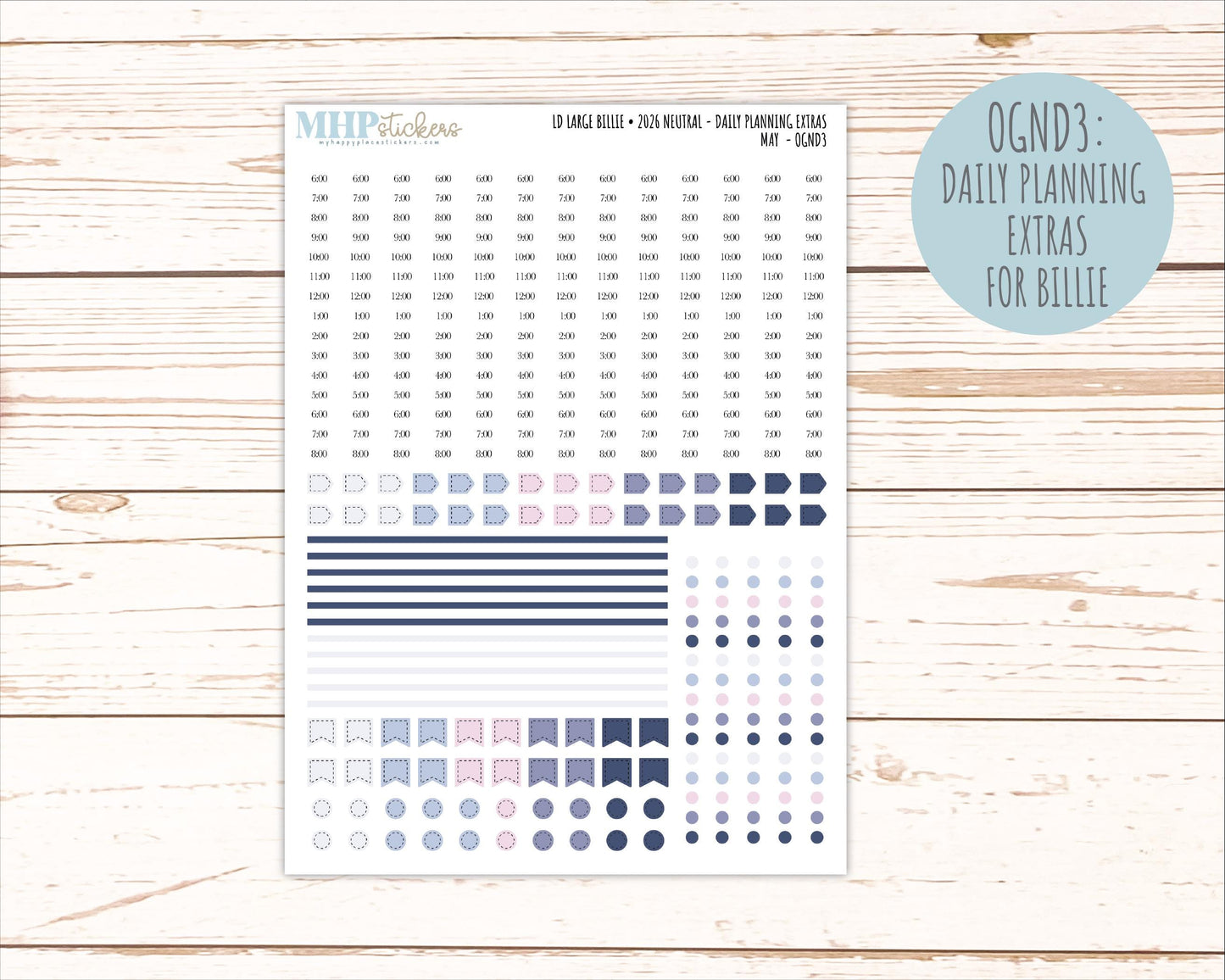 MAY 2026 Neutral Collection Stickers for the Large Nancy, Anne, & Billie Laurel Denise Planners || OGN
