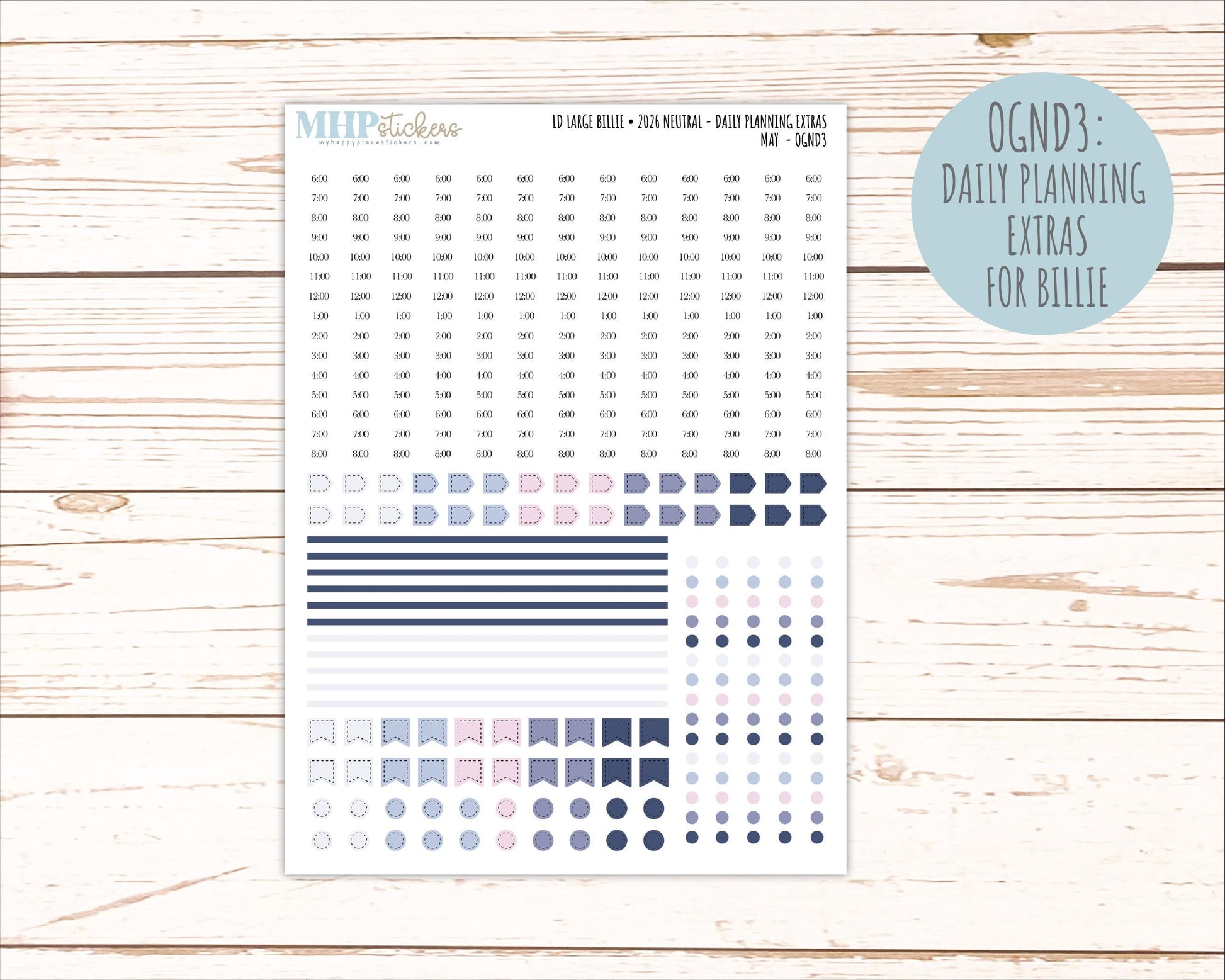 MAY 2026 Neutral Collection Stickers for the Large Nancy, Anne, & Billie Laurel Denise Planners || OGN