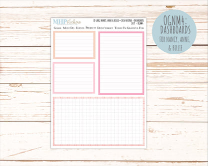JULY 2026 Neutral Collection Stickers for the Large Nancy, Anne, & Billie Laurel Denise Planners || OGN