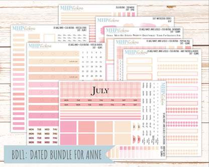JULY 2026 Neutral Collection Stickers for the Large Nancy, Anne, & Billie Laurel Denise Planners || OGN