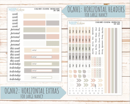 JUNE 2026 Neutral Collection Stickers for the Large Nancy, Anne, & Billie Laurel Denise Planners || OGN