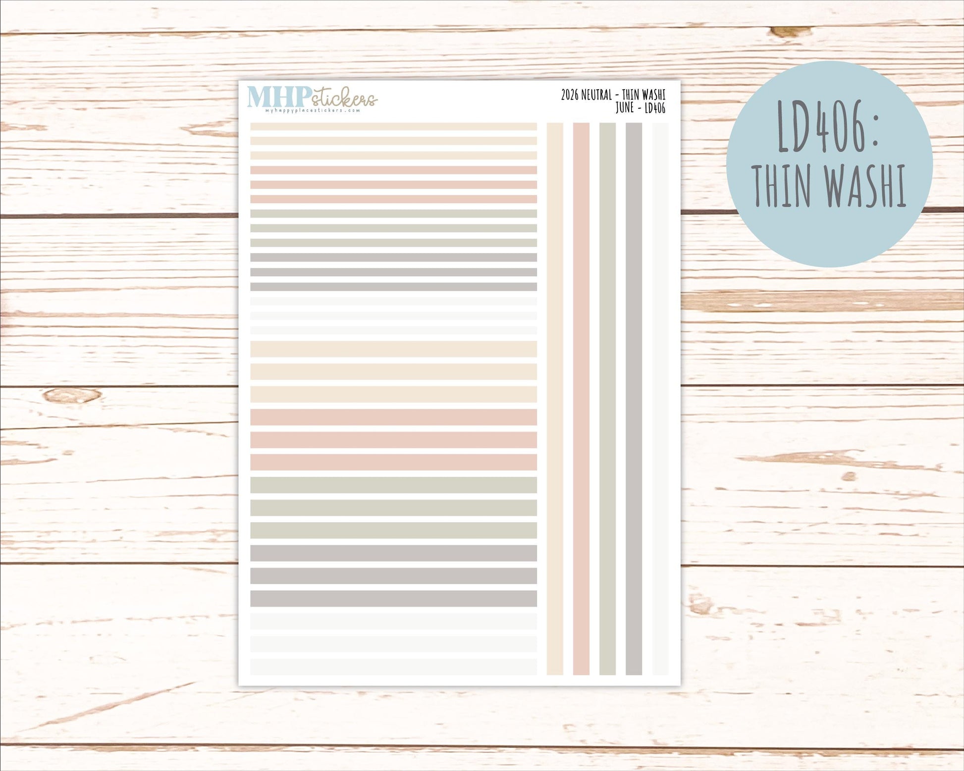 JUNE 2026 Neutral Collection Stickers for the Large Nancy, Anne, & Billie Laurel Denise Planners || OGN
