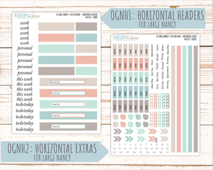 AUGUST 2026 Neutral Collection Stickers for the Large Nancy, Anne, & Billie Laurel Denise Planners || OGN