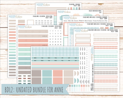 AUGUST 2026 Neutral Collection Stickers for the Large Nancy, Anne, & Billie Laurel Denise Planners || OGN
