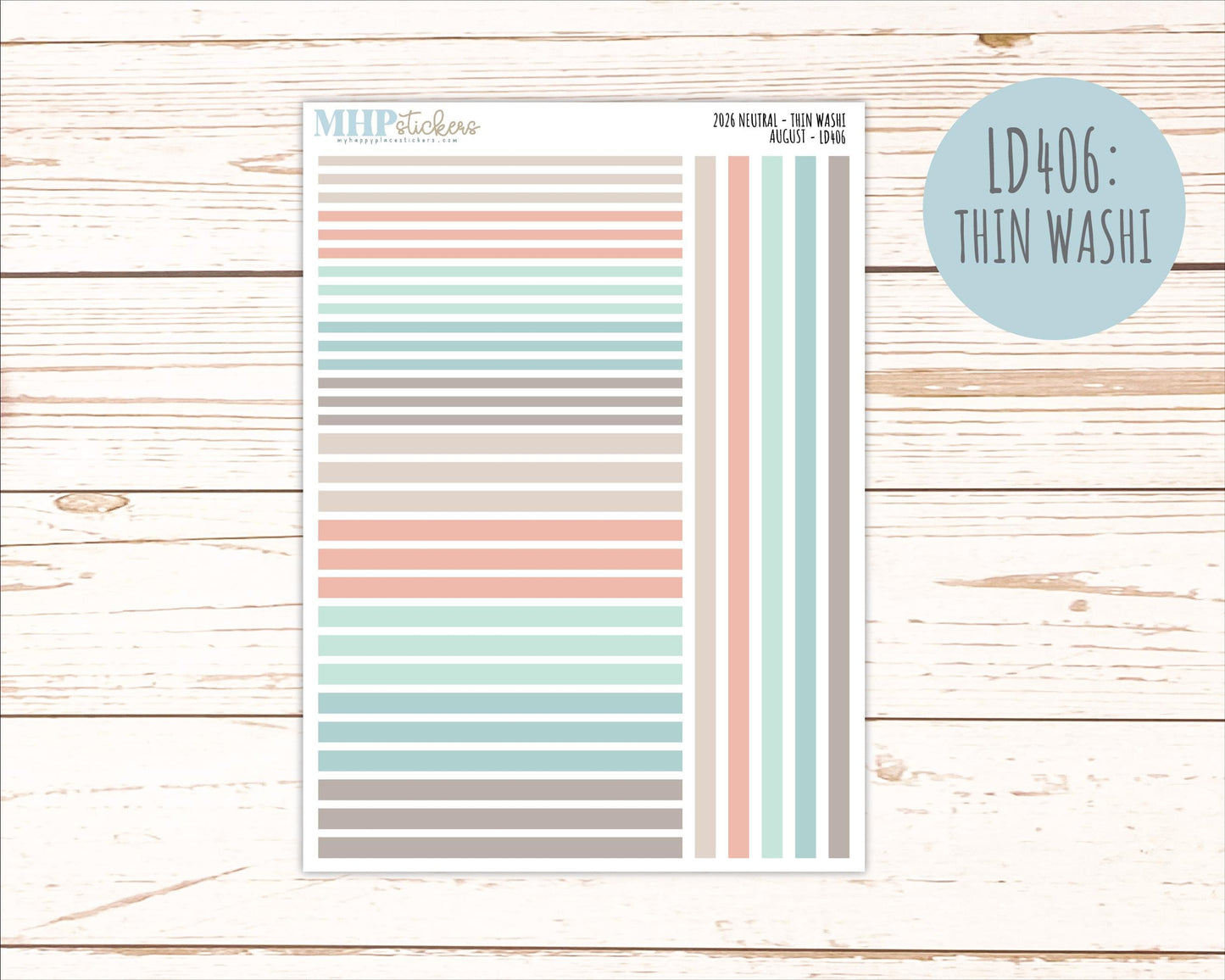 AUGUST 2026 Neutral Collection Stickers for the Large Nancy, Anne, & Billie Laurel Denise Planners || OGN
