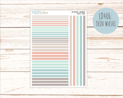 AUGUST 2026 Neutral Collection Stickers for the Large Nancy, Anne, & Billie Laurel Denise Planners || OGN