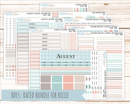 AUGUST 2026 Neutral Collection Stickers for the Large Nancy, Anne, & Billie Laurel Denise Planners || OGN