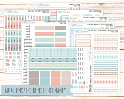 AUGUST 2026 Neutral Collection Stickers for the Large Nancy, Anne, & Billie Laurel Denise Planners || OGN