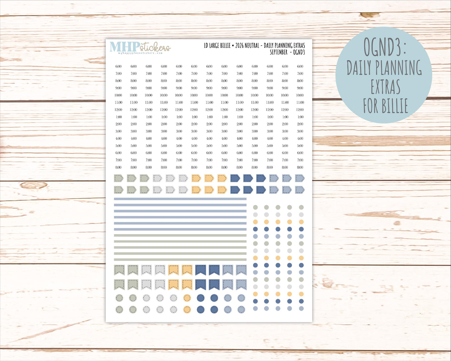 SEPTEMBER 2026 Neutral Collection Stickers for the Large Nancy, Anne, & Billie Laurel Denise Planners || OGN