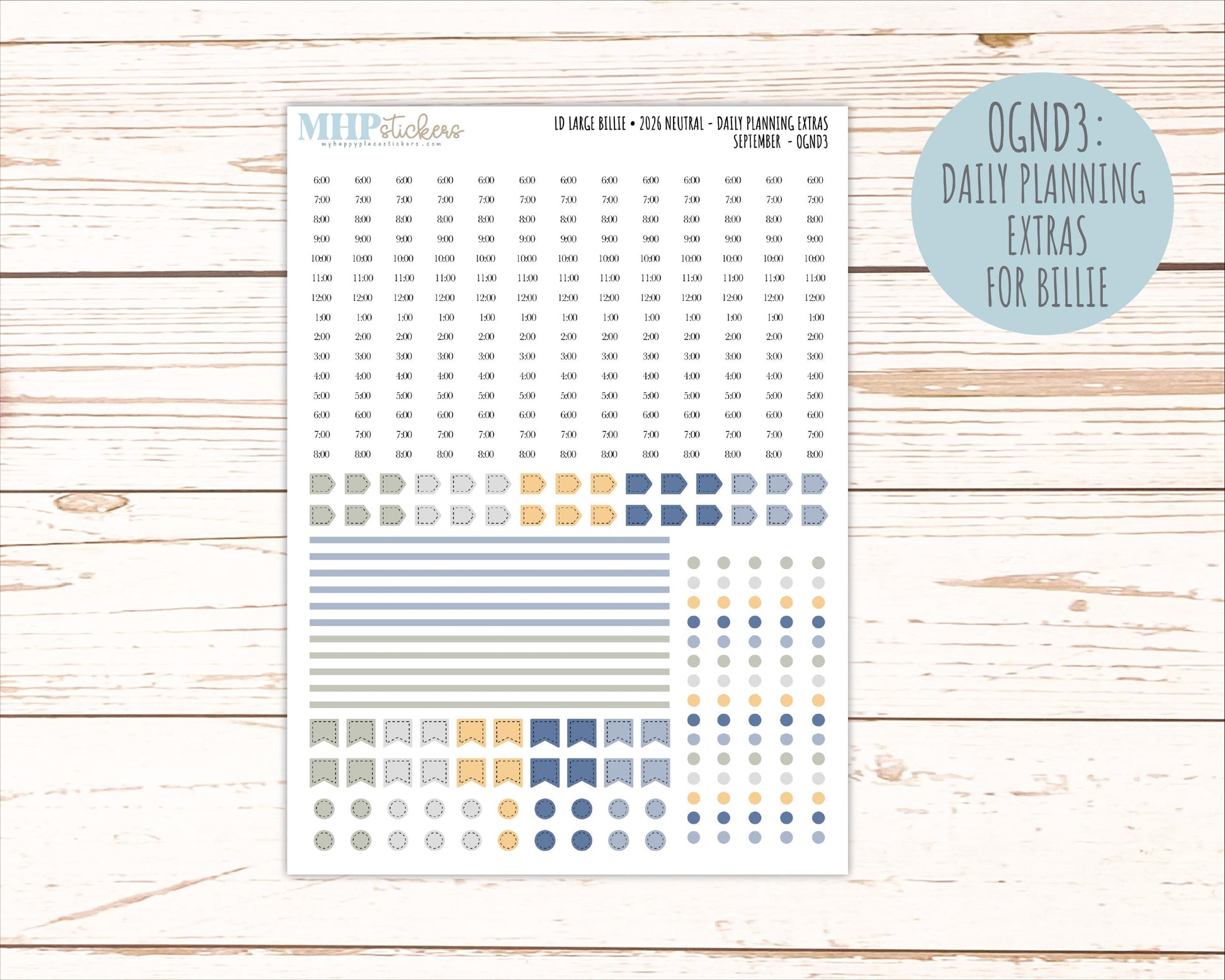 SEPTEMBER 2026 Neutral Collection Stickers for the Large Nancy, Anne, & Billie Laurel Denise Planners || OGN