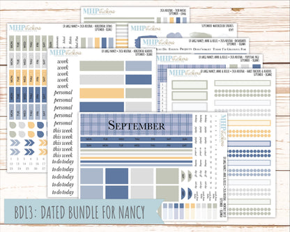 SEPTEMBER 2026 Neutral Collection Stickers for the Large Nancy, Anne, & Billie Laurel Denise Planners || OGN