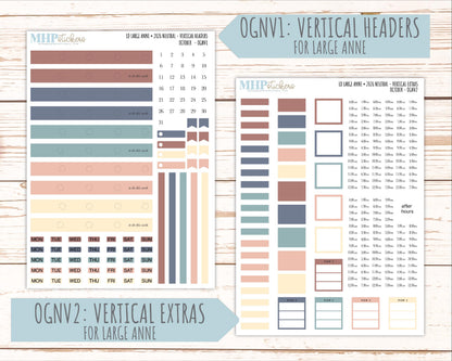 OCTOBER 2026 Neutral Collection Stickers for the Large Nancy, Anne, & Billie Laurel Denise Planners || OGN