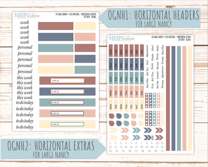 OCTOBER 2026 Neutral Collection Stickers for the Large Nancy, Anne, & Billie Laurel Denise Planners || OGN