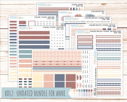 OCTOBER 2026 Neutral Collection Stickers for the Large Nancy, Anne, & Billie Laurel Denise Planners || OGN