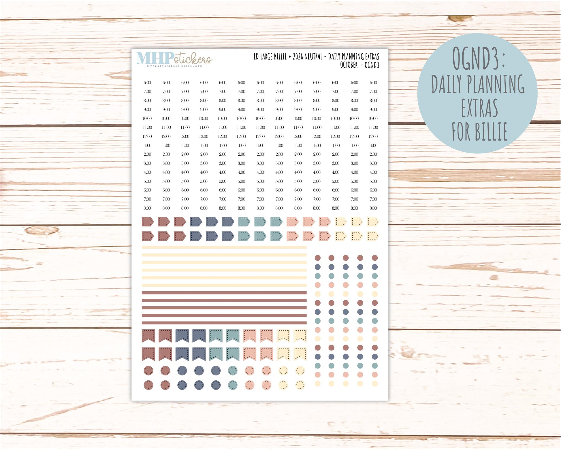 OCTOBER 2026 Neutral Collection Stickers for the Large Nancy, Anne, & Billie Laurel Denise Planners || OGN