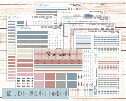 NOVEMBER 2026 Neutral Collection Stickers for the Large Nancy, Anne, & Billie Laurel Denise Planners || OGN