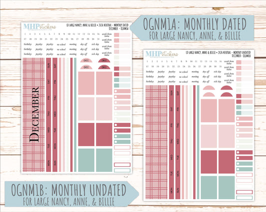 DECEMBER 2026 Neutral Collection Stickers for the Large Nancy, Anne, & Billie Laurel Denise Planners || OGN