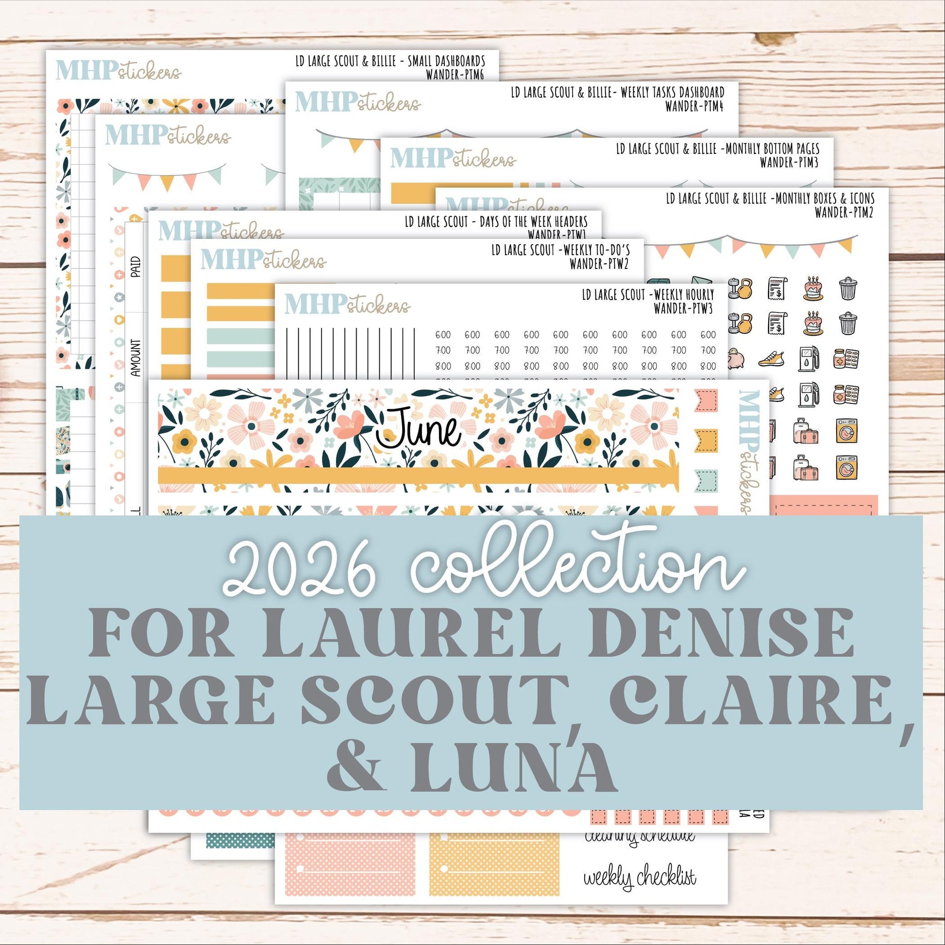 JUNE 2026 Stickers for the Large Scout & Large Claire Laurel Denise Planners "Wander" || PT