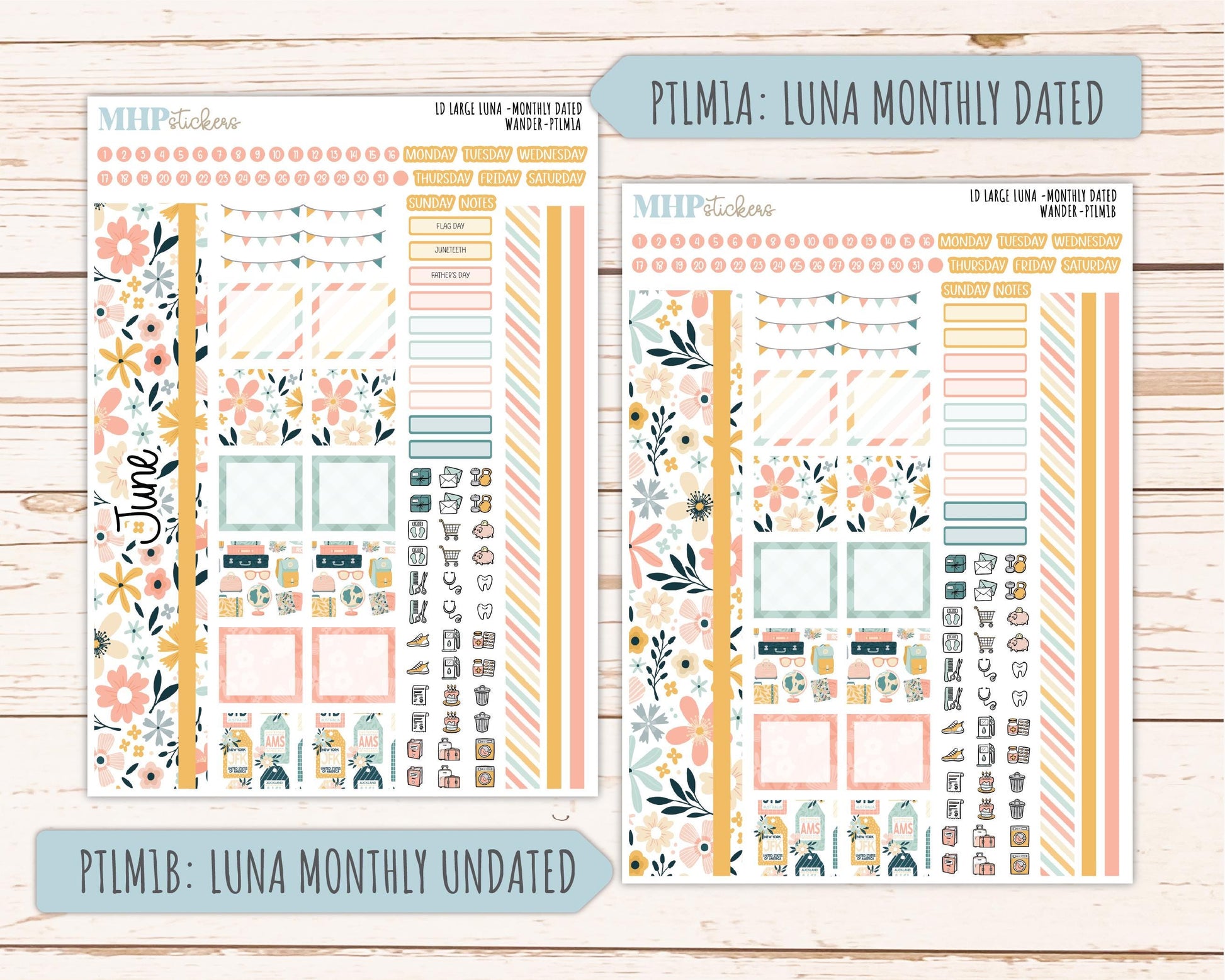 JUNE 2026 Stickers for the Large Scout & Large Claire Laurel Denise Planners "Wander" || PT