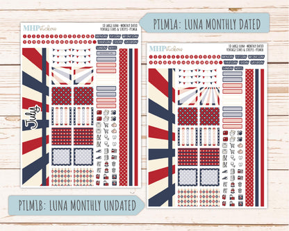 JULY 2026 Stickers for the Large Scout & Large Claire Laurel Denise Planners "Vintage Stars and Stripes" || PT
