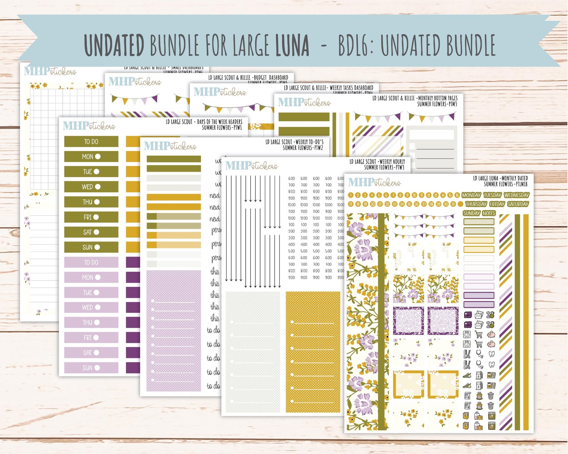 JUNE 2026 Stickers for the Large Scout & Large Claire Laurel Denise Planners "Summer Flowers" || PT
