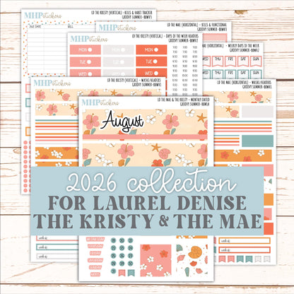 AUGUST 2026 Stickers for the Mae & Kristy Laurel Denise Planners "Groovy Summer" || BB