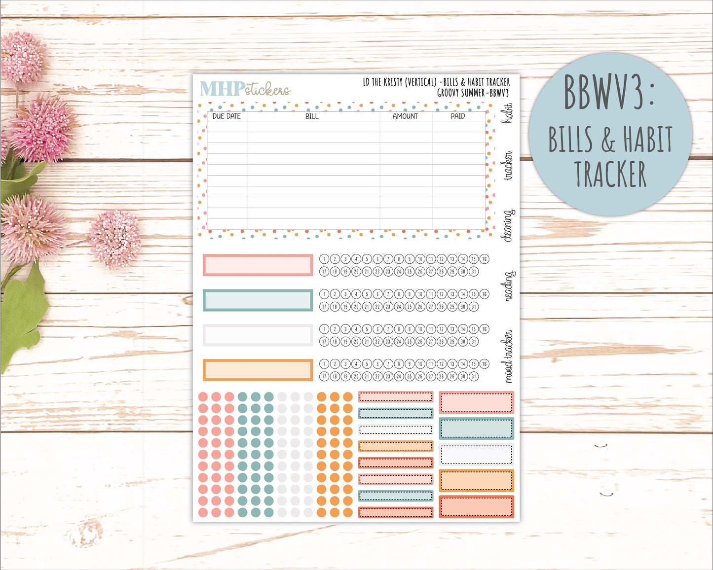 AUGUST 2026 Stickers for the Mae & Kristy Laurel Denise Planners "Groovy Summer" || BB