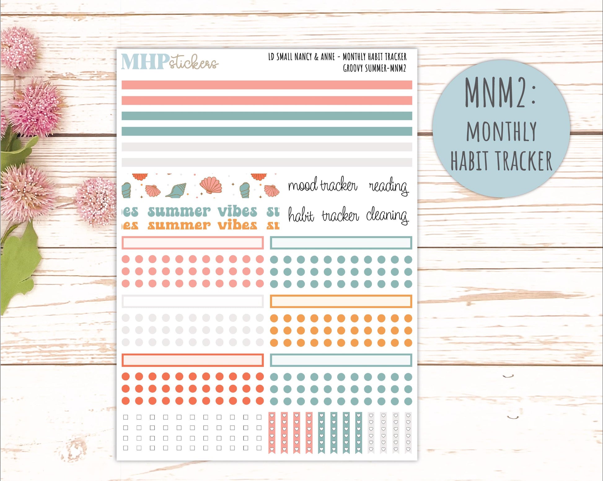 AUGUST 2026 Stickers for Small Nancy & Anne Laurel Denise Planners "Groovy Summer" || MN