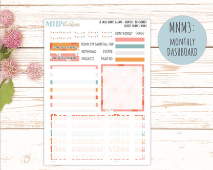 AUGUST 2026 Stickers for Small Nancy & Anne Laurel Denise Planners "Groovy Summer" || MN