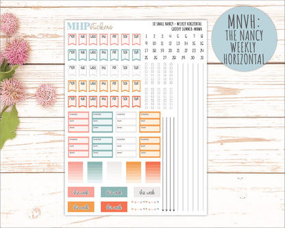 AUGUST 2026 Stickers for Small Nancy & Anne Laurel Denise Planners "Groovy Summer" || MN