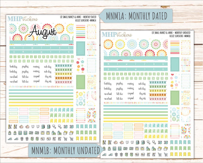 AUGUST 2026 Stickers for Small Nancy & Anne Laurel Denise Planners "Hello Sunshine" || MN
