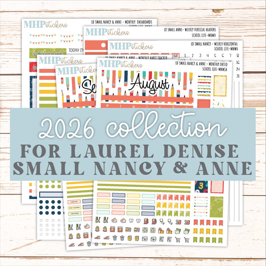 AUGUST and SEPTEMBER 2026 Stickers for Small Nancy & Anne Laurel Denise Planners "School Life" || MN