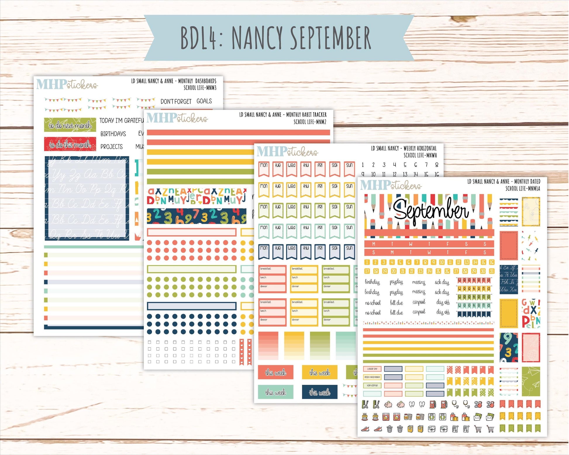 AUGUST and SEPTEMBER 2026 Stickers for Small Nancy & Anne Laurel Denise Planners "School Life" || MN